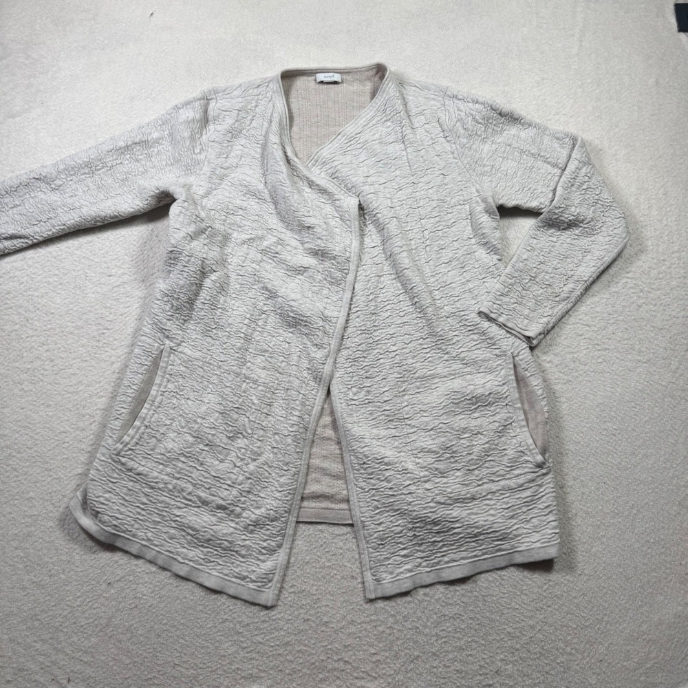 Pure Jill Cardigan Women Small Beige Good Cotton Textured Open Front SW185481
